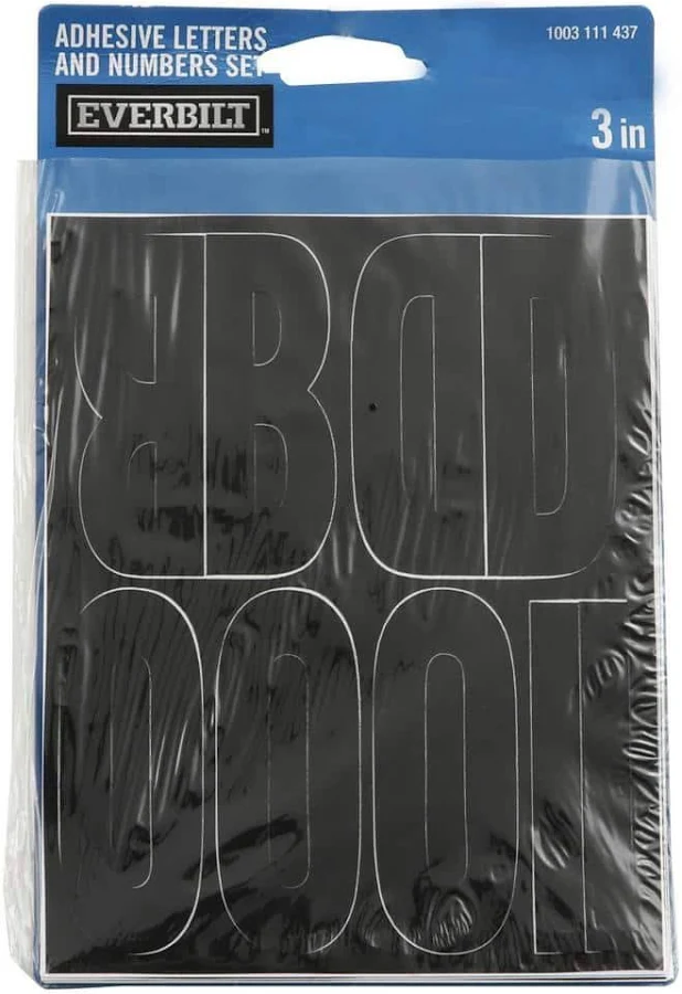 Everbilt 3 in. Black Die-Cut Letters and Numbers Mailbox Sticker Set