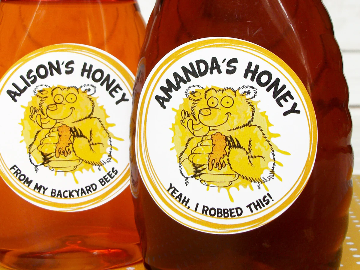 Custom Cute Bear Honey Labels 1.5 inch - 30 labels per sheet