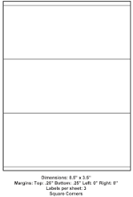8.5 x 3.5 (3 Up), 8.5 x 11 Adhesive Label Paper, 1,000 Sheets per Car