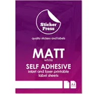 A4 Matt White Self Adhesive Sticker Paper, Matte Inkjet and Laser Printable, High Quality Label Paper, Sticky Paper, Smooth Sticker Sheets