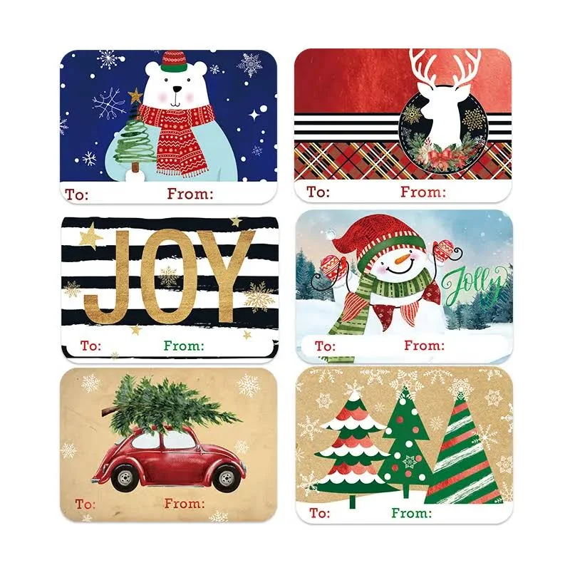 80-Count Large Foil Christmas Gift Tag Stickers