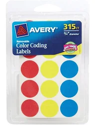 Avery 06167 Round Assorted Colors Coding Label (pack Of 30)
