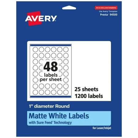 Avery Matte White Round Labels