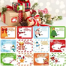 Suloli Christmas Self Adhesive Gift Tag Stickers, 120 Pieces Xmas Present Name Labels for Gifts