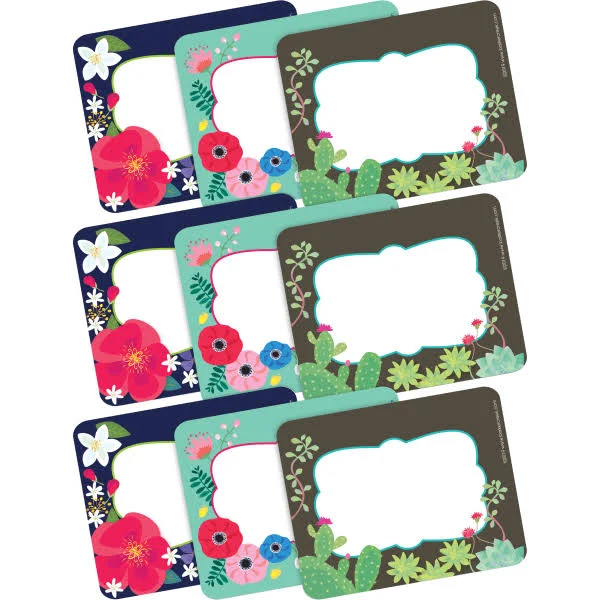 Barker Creek Self-Adhesive Name Tags/Labels Petals & Prickles 135/Set