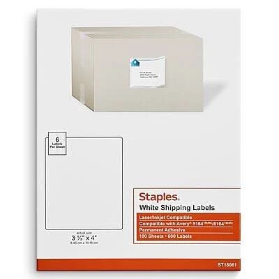 Staples Laser/Inkjet Shipping Labels