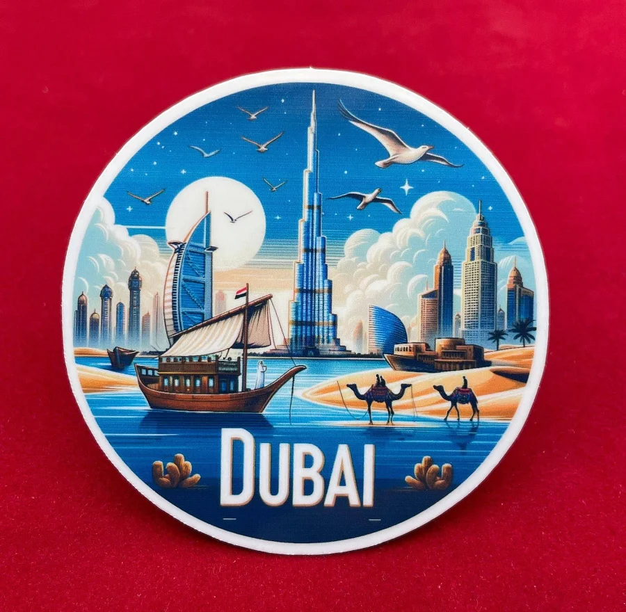 Dubai, Stickers, Weatherproof Sticker, Travel Journal, Suitcase Sticker, Luggage Stickers, Die Cut Stickers, 2
