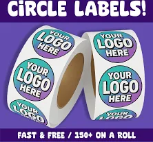 Labels on Roll, Premium Gloss Waterproof Labels, Bulk Custom Sticker Labels, Your Design Logo, Personalized Free Proof Before Printing