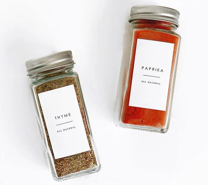 Spice Labels (Minimalist) | Water Resistant Spice Jar Label | Customization | Sticker for Pantry Organizing | Modern Spice Jar Labels