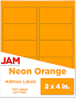 JAM Paper Neon Orange 2 x 4 Address Labels