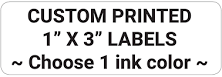 250 Custom Printed Stickers, 1" x 3" Rectangle Roll Labels, choice of label materials and ink color