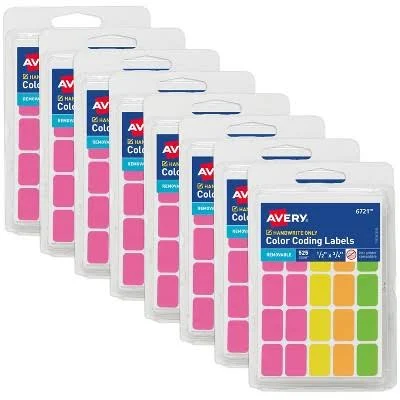 Avery Color- Coding Removable Labels 1/2" x 3/4" 8 Packs