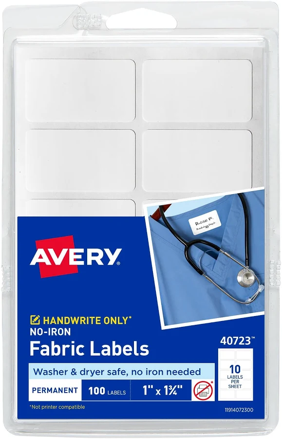 Avery 40723 No-Iron Fabric Waterproof Labels, 4 x 6, 100 Labels/Pack | Quill