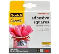 3M Scotch Adhesive Squares, Double-Sided, Permanent, 1000 Squares/Pack, Transparent, 0.45 in