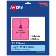 Avery Printable Square Labels Bright