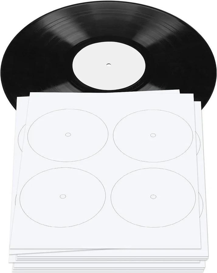 20 Sheets Vinyl Record Center Label With Hole For 12 Inch Long Playing