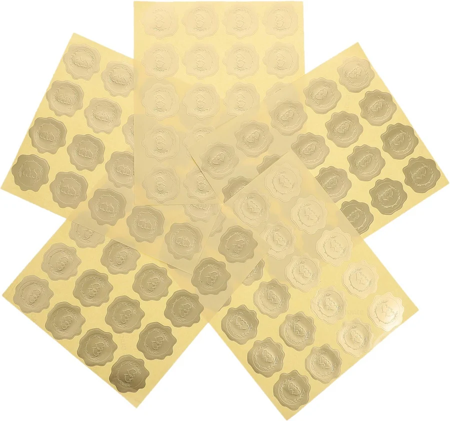 Swetrace Multi-Function Golden Envelope Stickers, Self-Adhesive Decorative Labels, 5Sheets