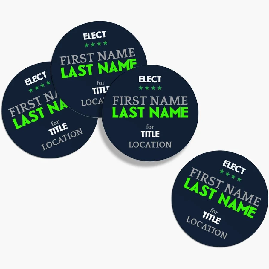 Custom Single Stickers | 2" x 2" | Blue, Gray and Black | VistaPrint | Design: Blue, Campaigning & Fundraising, Politics, Styles & Themes, Industry