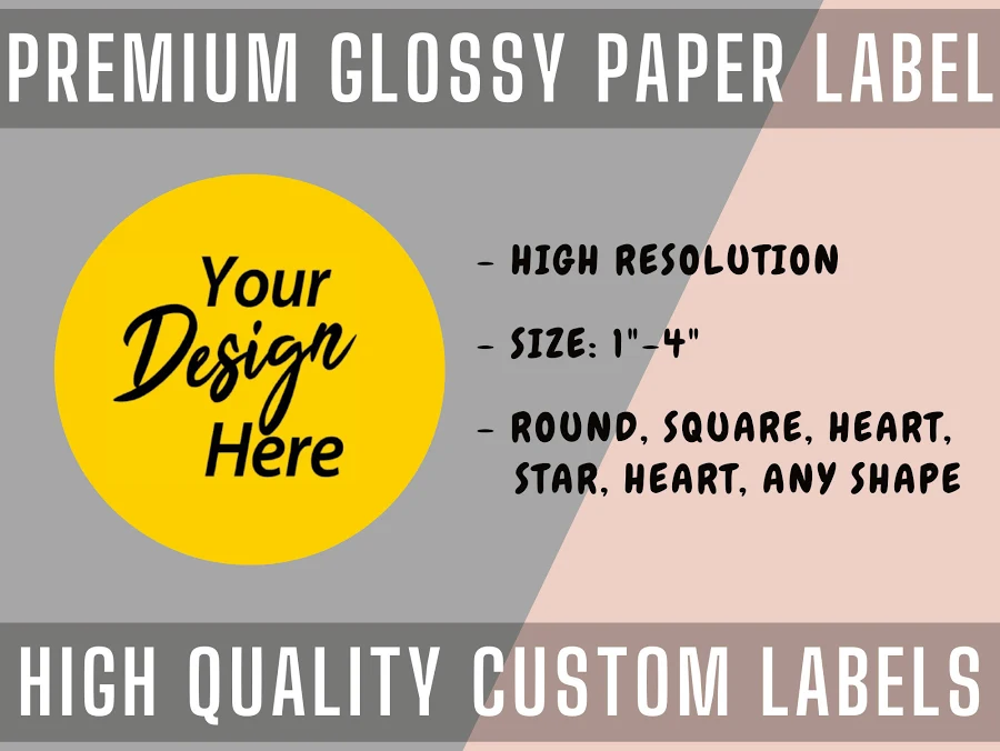 Custom Labels on Sheet Glosss Paper Stickers - Custom Sticker, Personalized Lable, your own design, your logo image