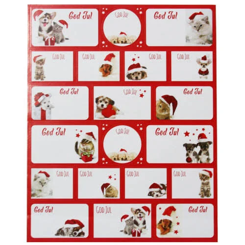 God Jul Cat & Dog Gift Labels & Stickers