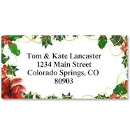 Personalized Self-Stick Holly Bow Border Address Labels -Set of 144