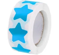 1 Roll Star Stickers 1 inch DIY Adhesive PVC Labels 500 Count/Roll - Bright Blue