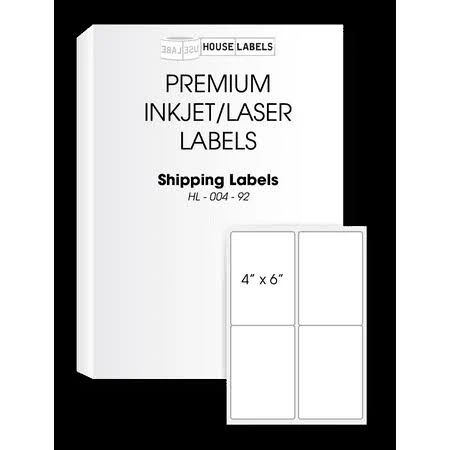 Houselabels 4-up Multipurpose Labels on Large Format Sheet 8.5 "x 14" For Laser and Inkjet Printers