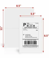 200-10000 8.5x5.5 Shipping Address Labels Half Sheet Self Adhesive For