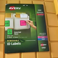 Avery Office | Avery Neon Removable Id Labels - Assorted Colors | Color: Green/Pink | Size: Os | Esmer123's Closet