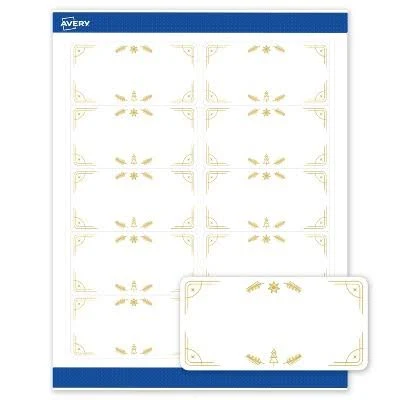 Avery 2" x 4" Gold-White-Gold Christmas Trees