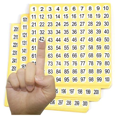 1-300 Round Number Stickers La…