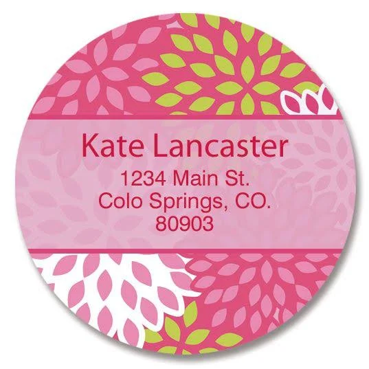 Personalized Pretty Pink Round Self-Stick Address Labels-144 per Set