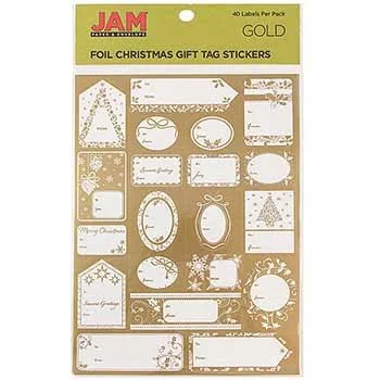 JAM Paper Foil Christmas Gift Tag Stickers