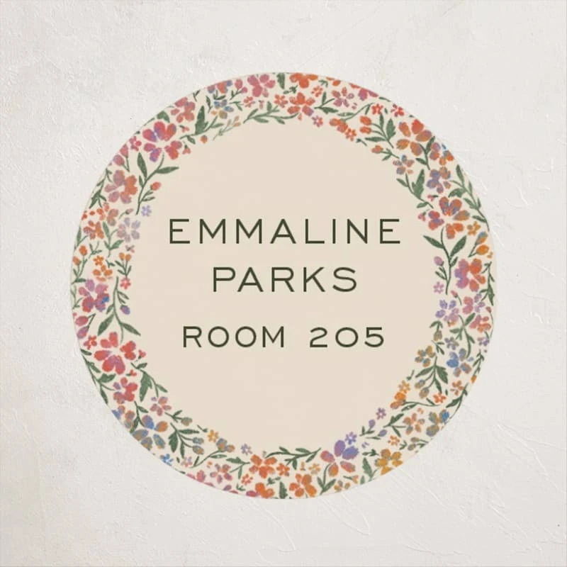 Wildflowers Custom Name Labels By Minted | 90 Count | Preppy | Beige, Green | 1.5" x 1.5"