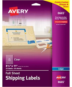 Avery Matte Clear Shipping Labels Inkjet Printers 8665