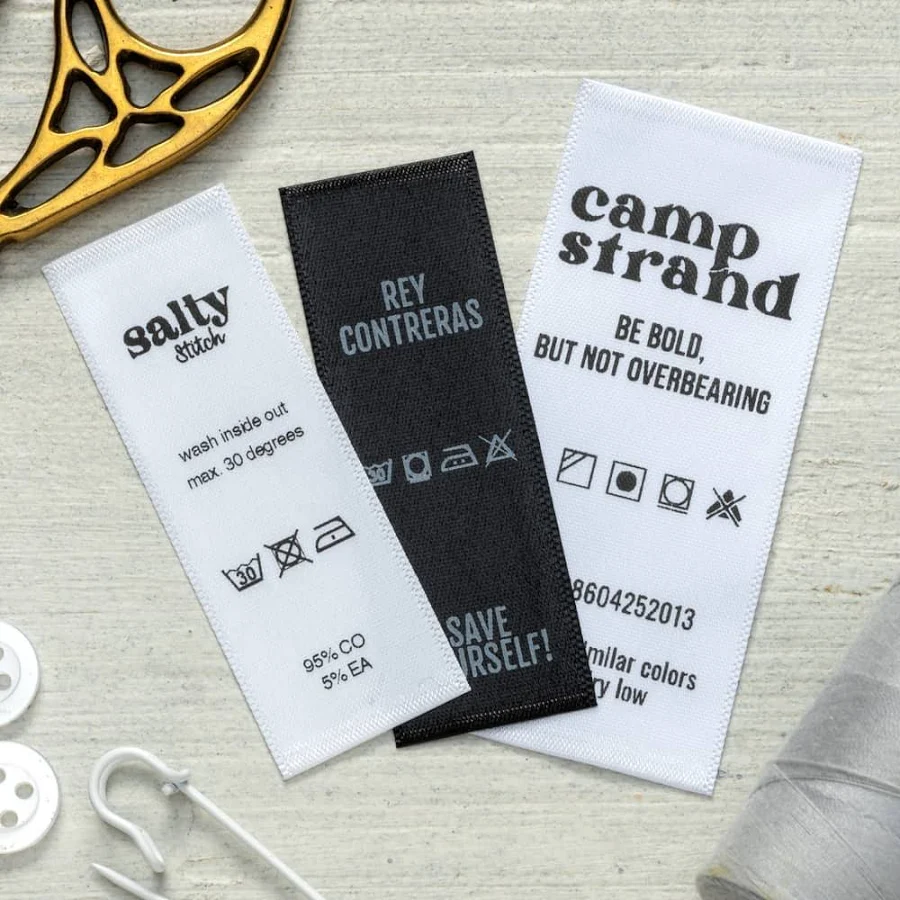 100 pcs - Custom Care Labels - Satin
