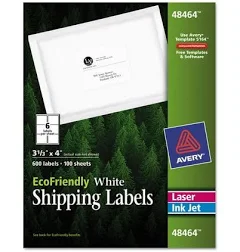 Avery EcoFriendly Mailing Labels Inkjet/Laser Printers 3.33 x 4