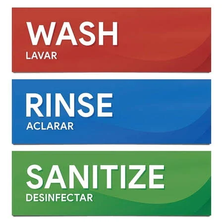 Sutter Signs Wash Rinse and Sanitize Sink Labels