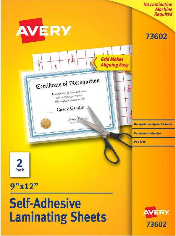 Avery Self-Adhesive Laminating Sheets