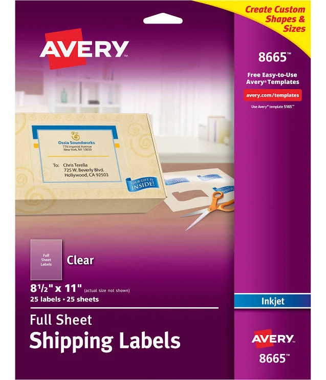 Avery Matte Clear Shipping Labels