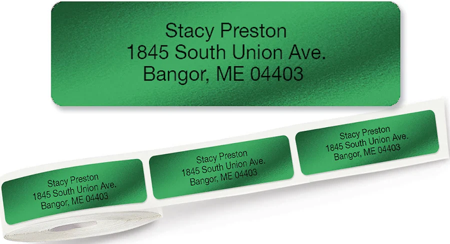 Green Foil Rolled Address Label