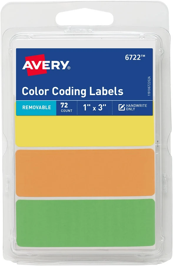 Avery Removable Color Coding Labels 1" x 3