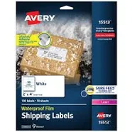 Avery Waterproof Shipping Labels with Ultrahold Permanent Adhesive 15513