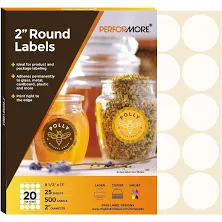 2 Inch Round Labels Pack of 500 Circle Stickers
