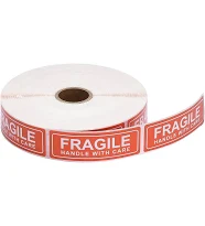 Pacific Mailer Fragile Stickers 1" x 3" Fragile Handle with Care Warni