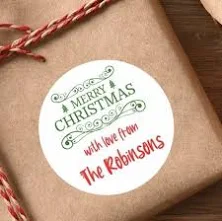 Personalised Merry Christmas Gift Tag Stickers, Custom Present Labels, Christmas wrapping labels, Family Christmas Stickers