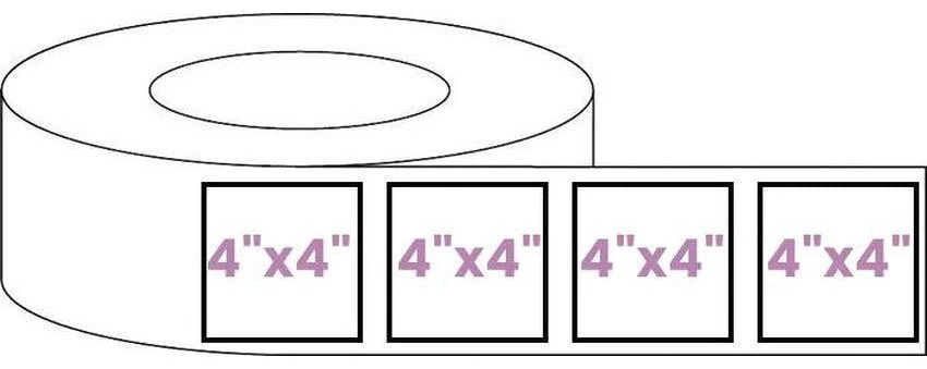 Square - Blank Roll White Gloss Premium BOPP Labels (Various Sizes) 4" x 4" Square - 675 Labels Per Roll - MJ Wholesale