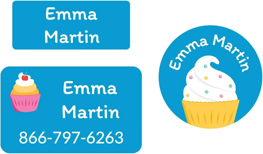 Name Bubbles Personalized Cupcakes Clothing Labels Pack