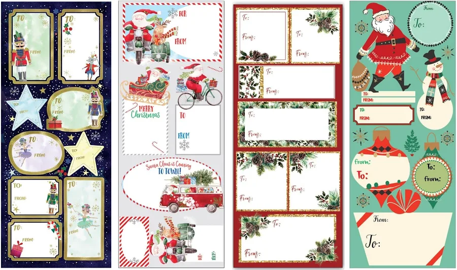 Christmas Gift Label Bundle, 16-Sheets Jillson & Roberts