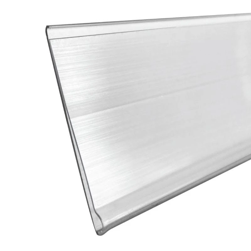 Self-Adhesive Shelf Strip Tag Holder, Clear w/White Back 1-1/2H x 48W